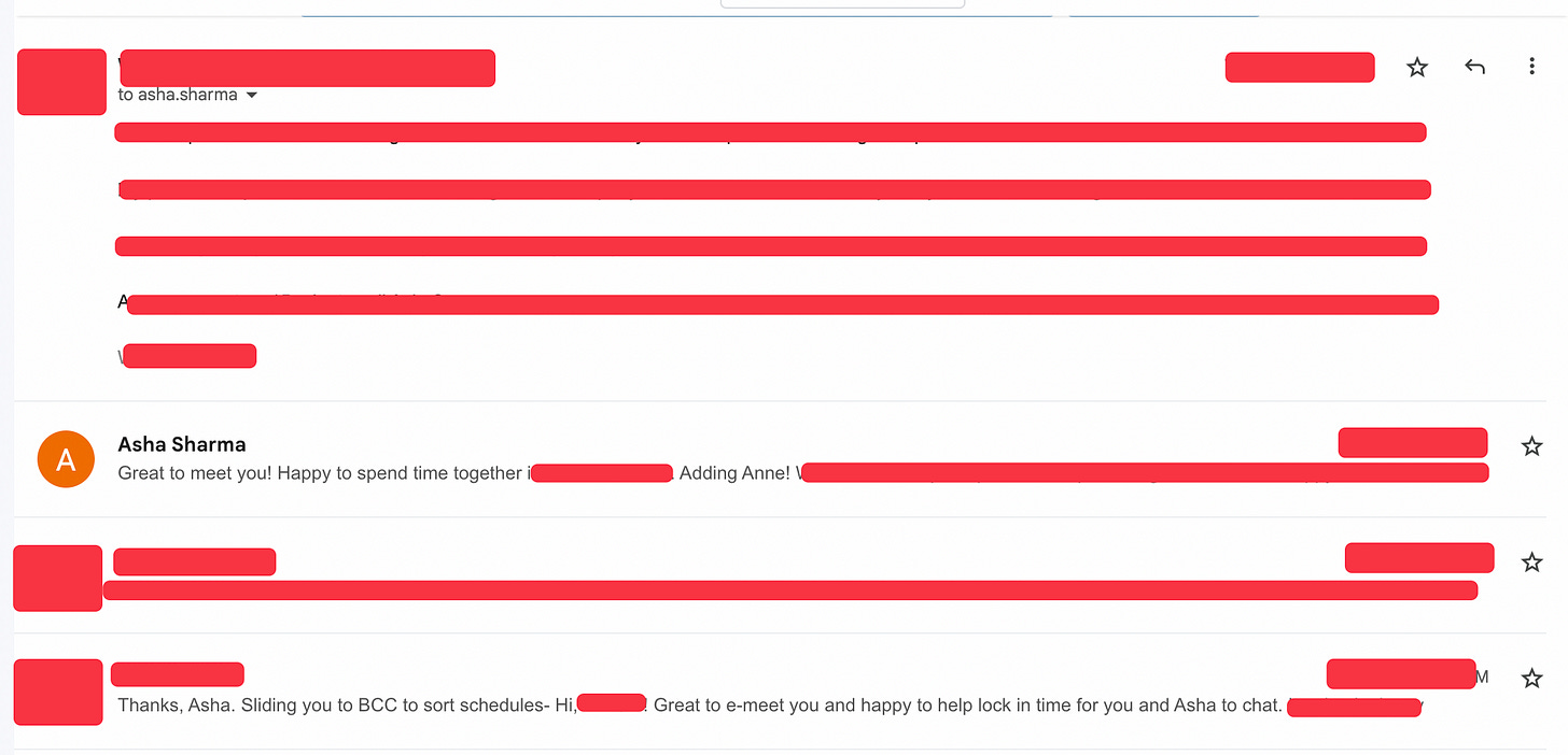 Email thread with the COO of Instacart